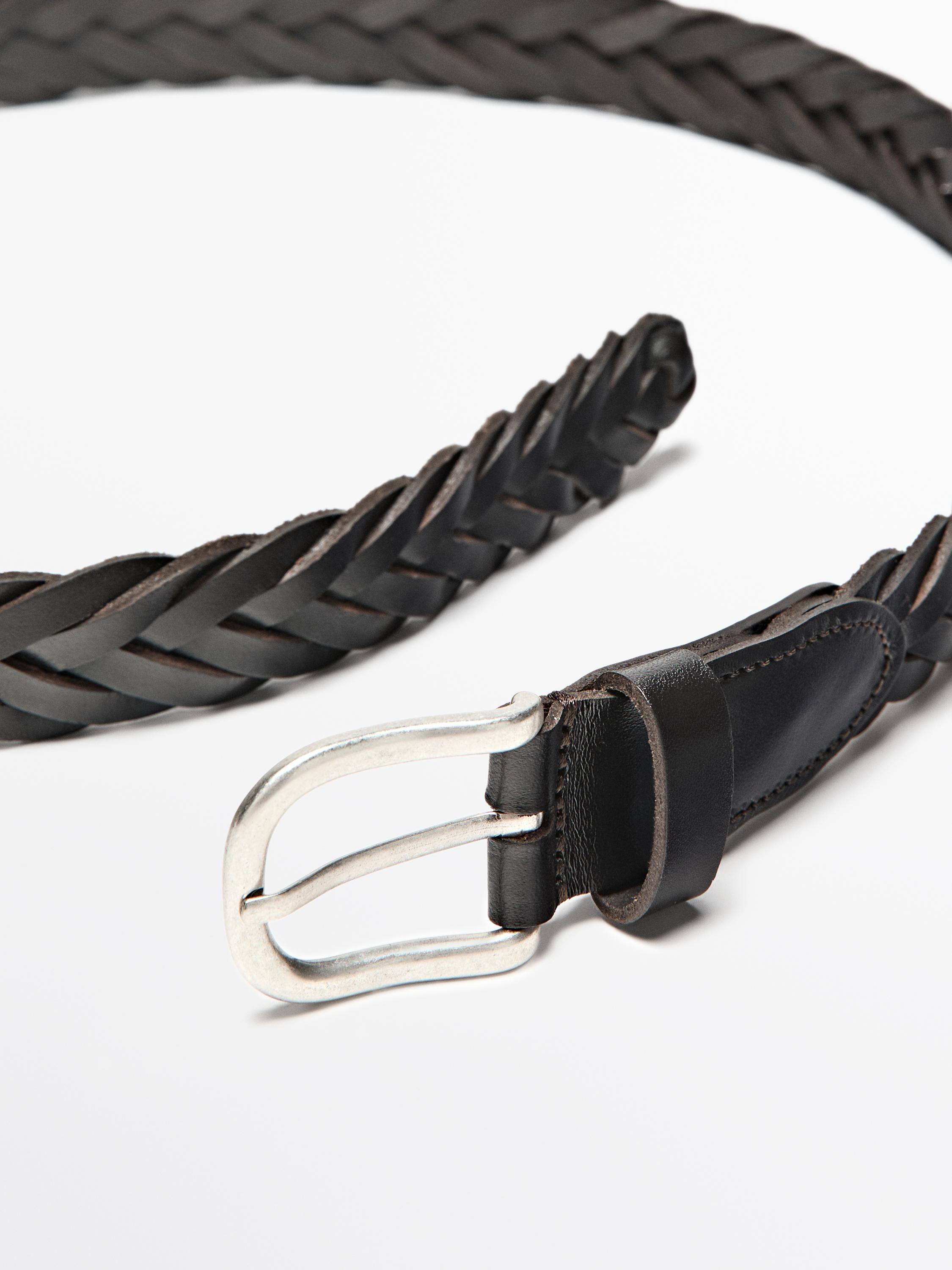 Ceinture tressée en cuir nappa
